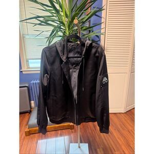 Moose Knuckles Zip Up hoodie jacket w/ leather